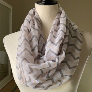 100% viscose white gray chevron infinity scarf or headscarf